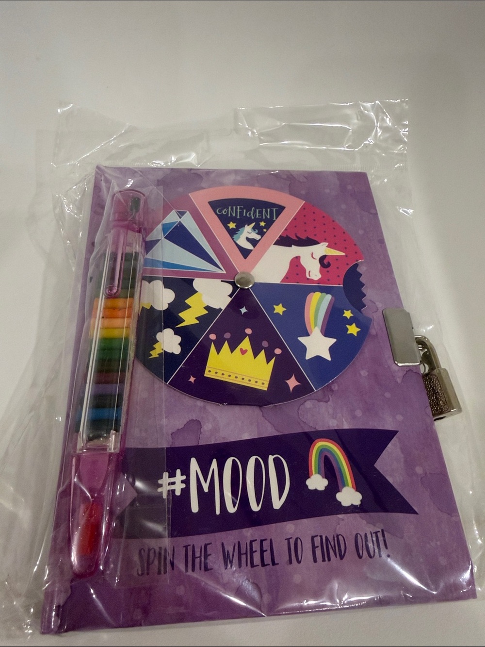 #MOOD Purple Lockable Journal with Spinner Wheel and Rainbow Pen